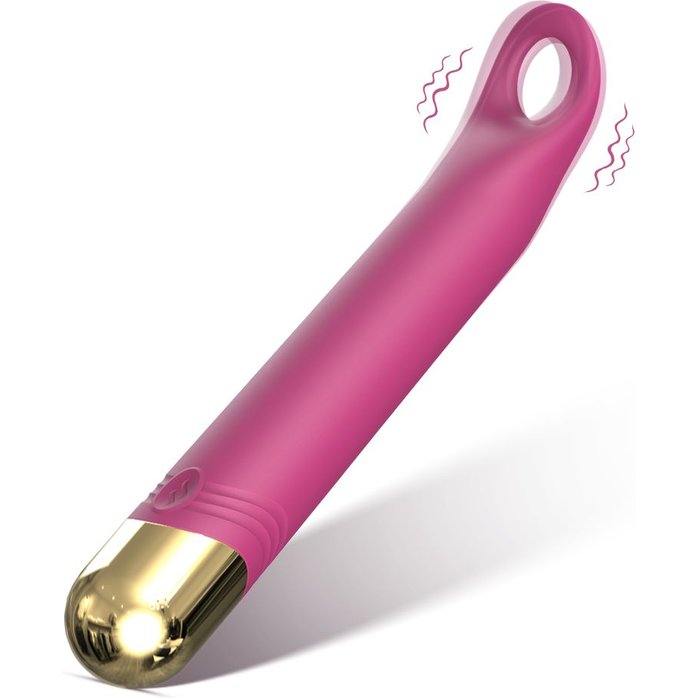 Розовый вибратор с отверстием для стимуляции клитора - 18,2 см