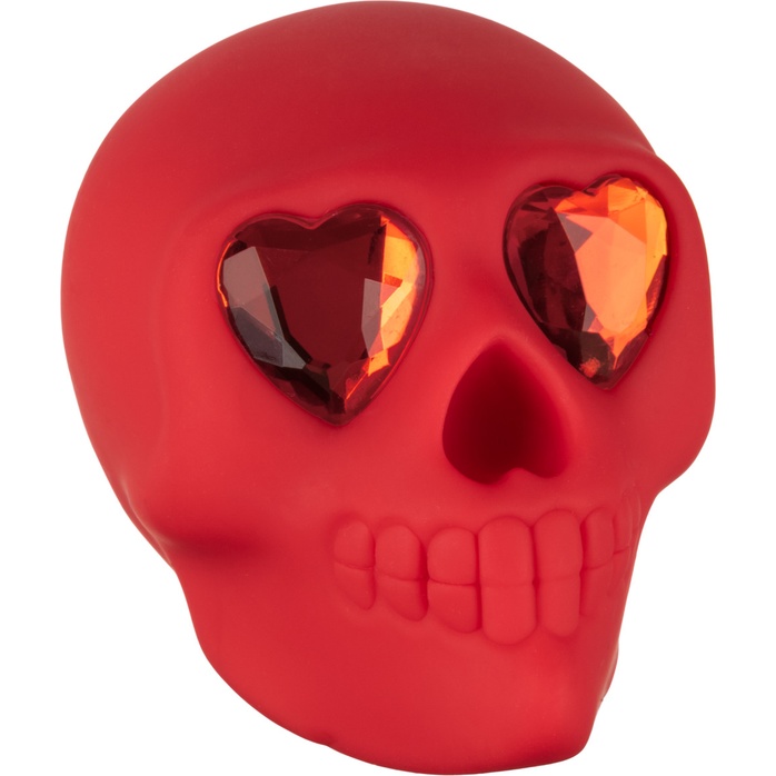 Красный вибромассажер в форме черепа Bone Head Handheld Massager - Naughty Bits. Фотография 5.