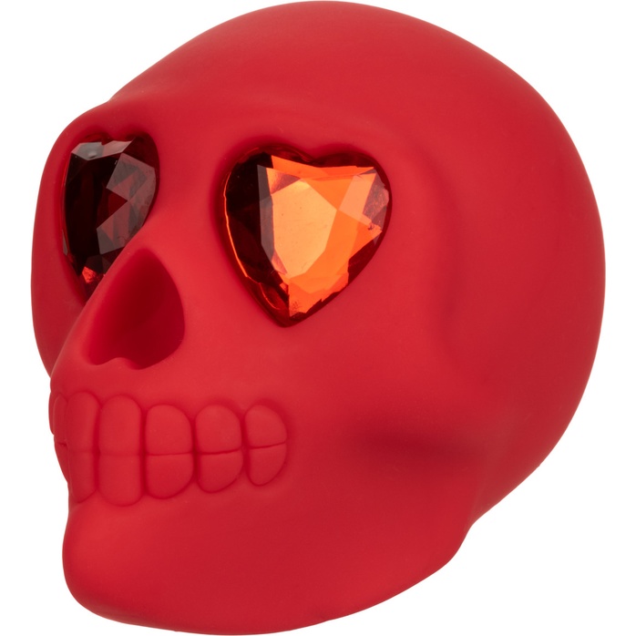 Красный вибромассажер в форме черепа Bone Head Handheld Massager - Naughty Bits. Фотография 8.