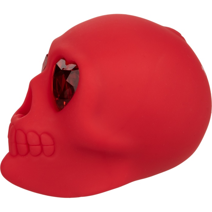 Красный вибромассажер в форме черепа Bone Head Handheld Massager - Naughty Bits. Фотография 9.