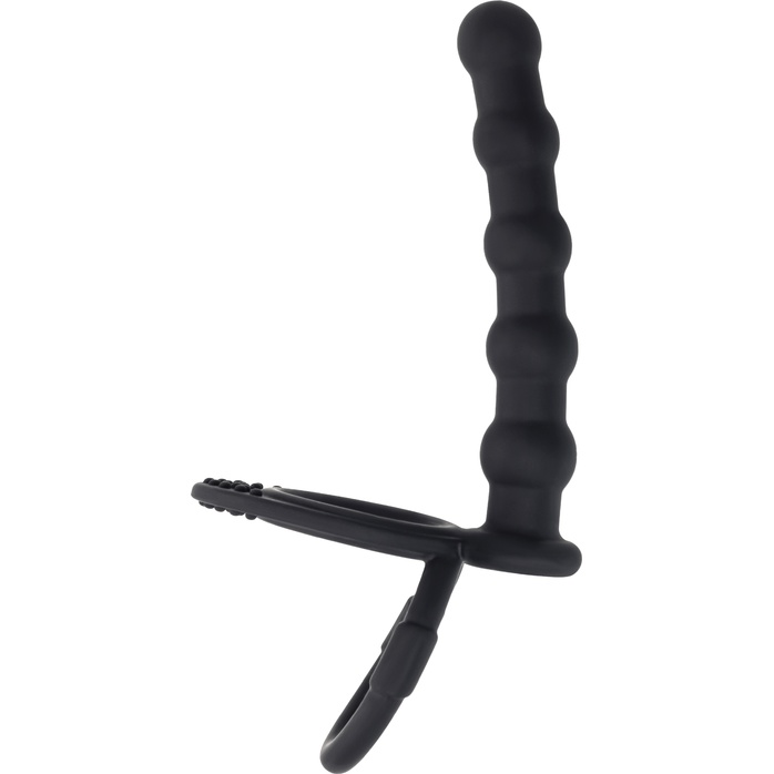 Черная насадка на пенис для двойного проникновения - 19,5 см - Black Red. Фотография 6.