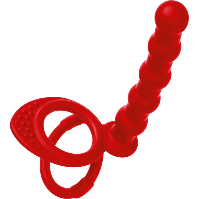Красная насадка на пенис для двойного проникновения - 19,5 см - Black Red