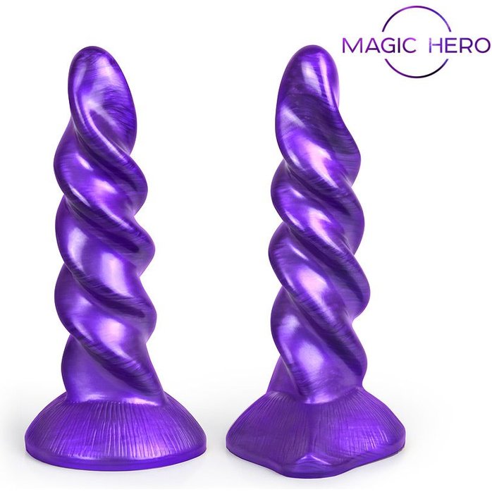 Фиолетовый фантазийный спиралевидный фаллоимитатор - 23 см - MAGIC HERO. Фотография 2.