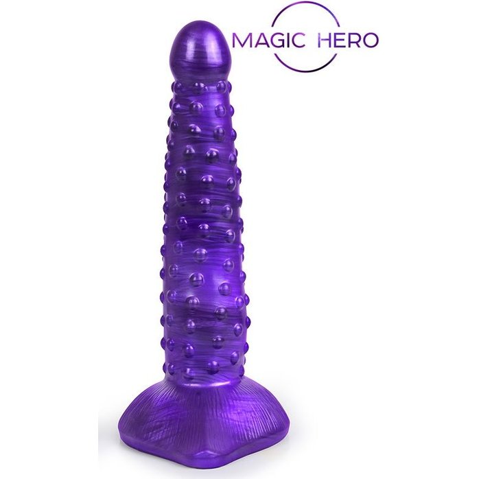 Фиолетовый фантазийный фаллоимитатор с пупырышками - 25 см - MAGIC HERO