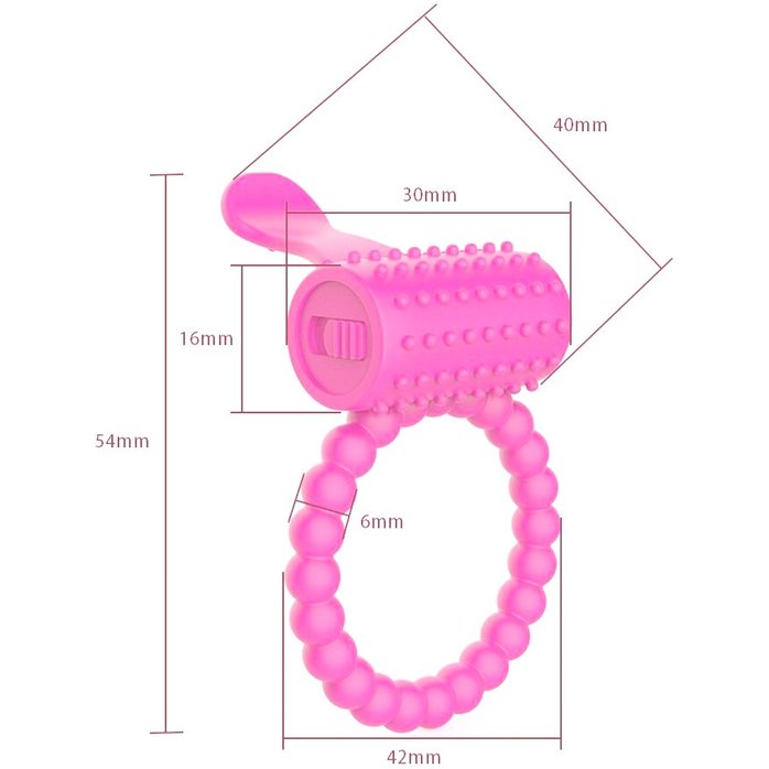 Розовое силиконовое эрекционное кольцо с вибрацией и язычком. Фотография 5.