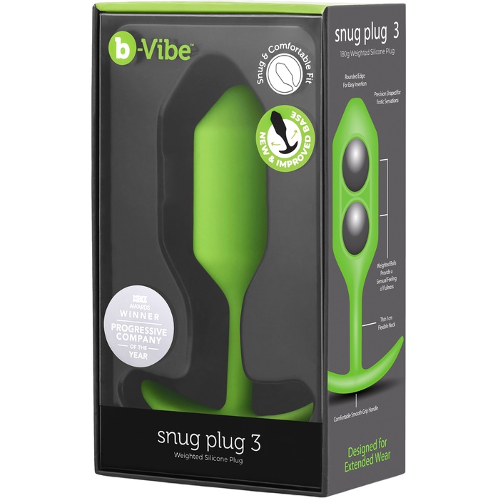 Лаймовая пробка для ношения B-vibe Snug Plug 3 - 12,7 см. Фотография 6.