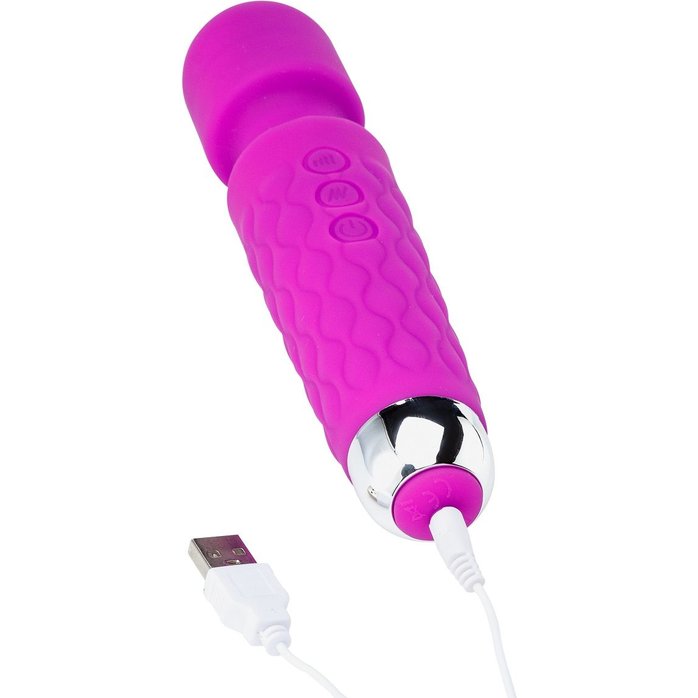 Фиолетовый перезаряжаемый wand-вибратор - 20,5 см - Devi toy. Фотография 7.
