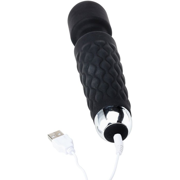 Черный перезаряжаемый wand-вибратор - 20,5 см - Devi toy. Фотография 7.