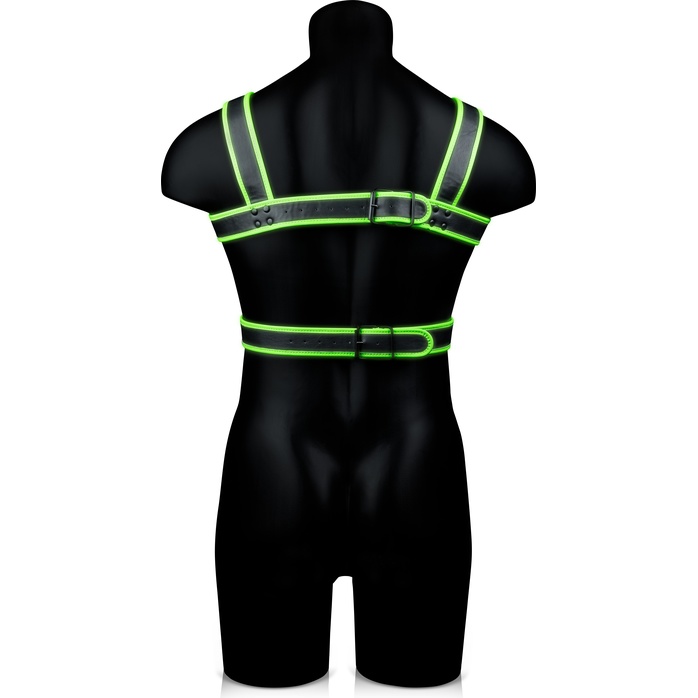 Стильная портупея Body Harness с неоновым эффектом - размер L-XL - Ouch!. Фотография 2.