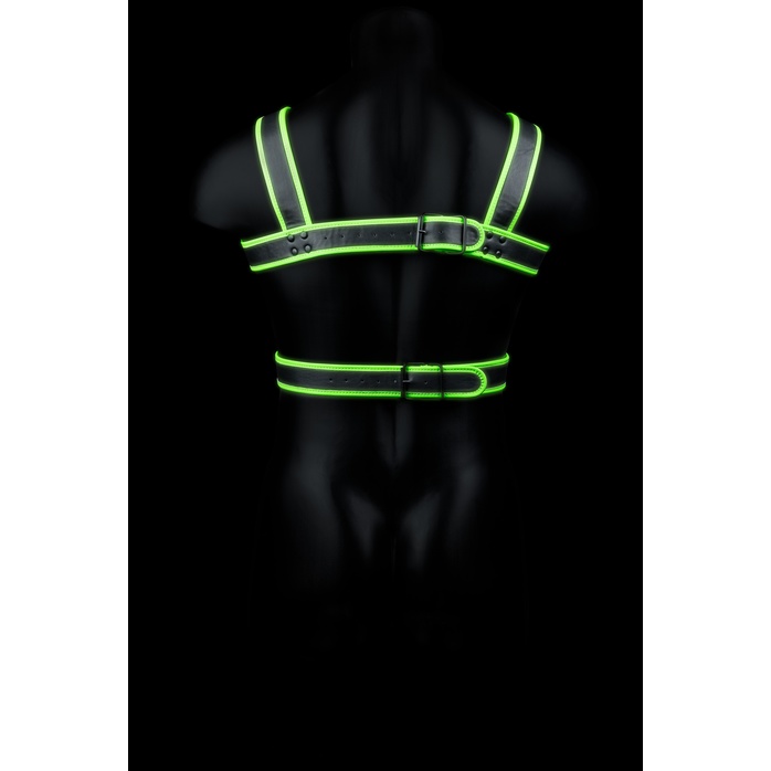 Стильная портупея Body Harness с неоновым эффектом - размер L-XL - Ouch!. Фотография 7.