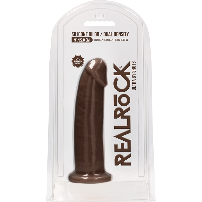 Коричневый фаллоимитатор без мошонки Silicone Dildo Without Balls - 22,8 см - RealRock. Фотография 6.