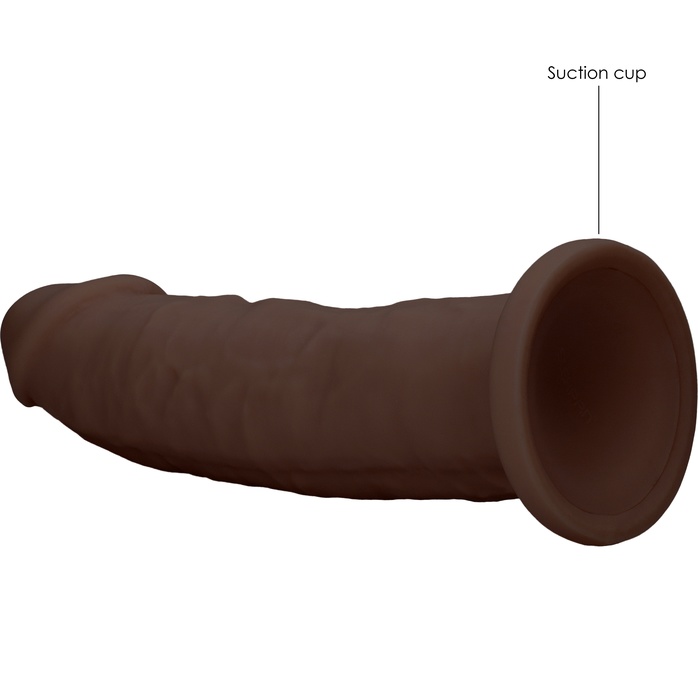 Коричневый фаллоимитатор без мошонки Silicone Dildo Without Balls - 22,8 см - RealRock. Фотография 7.