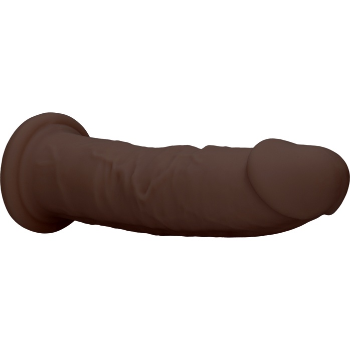 Коричневый фаллоимитатор без мошонки Silicone Dildo Without Balls - 22,8 см - RealRock. Фотография 8.