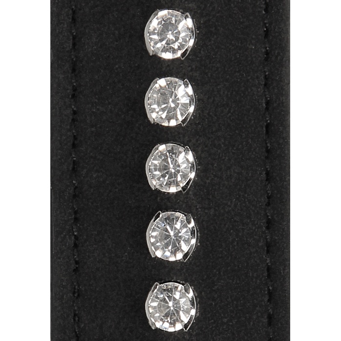Черные наручники Diamond Studded Wrist Cuffs - Ouch!. Фотография 6.