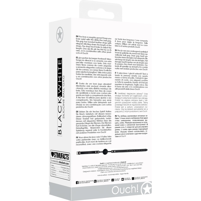 Черный кляп-шарик Silicone Ball Gag with Adjustable Bonded Leather Straps - Ouch!. Фотография 4.