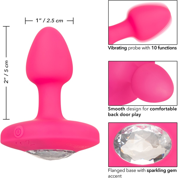Розовая анальная вибропробка Small Rechargeable Vibrating Probe - 7,5 см - Cheeky. Фотография 4.