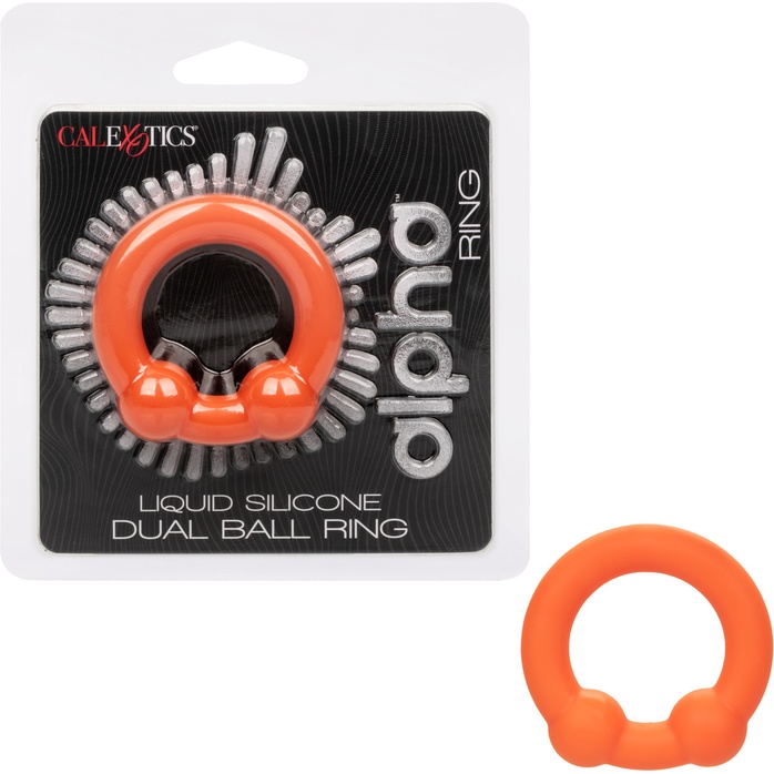 Оранжевое эрекционное кольцо Liquid Silicone Dual Ball Ring - Alpha. Фотография 2.