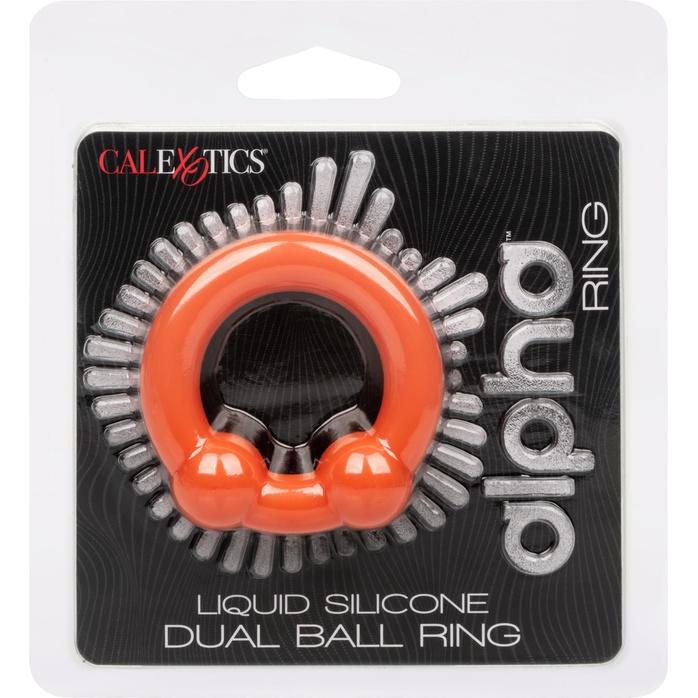 Оранжевое эрекционное кольцо Liquid Silicone Dual Ball Ring - Alpha. Фотография 7.