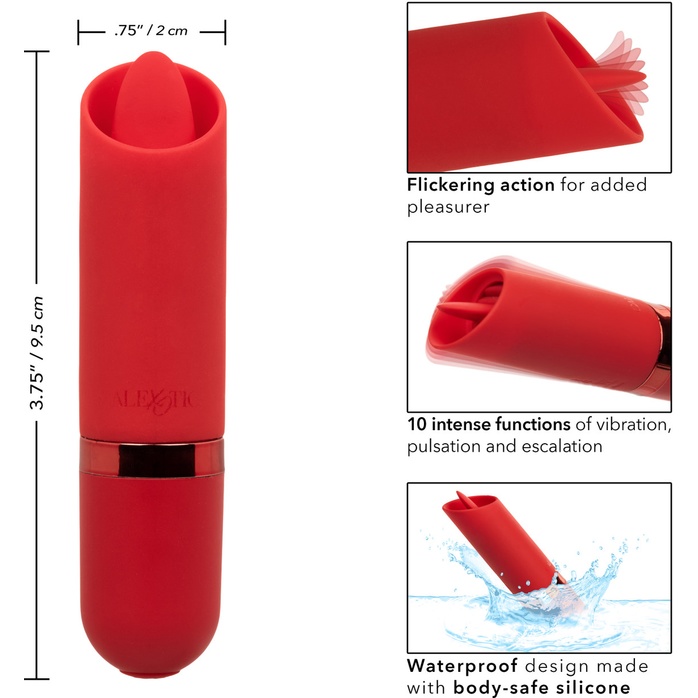 Красный клиторальный стимулятор с подвижным язычком Flicker - Kyst. Фотография 4.