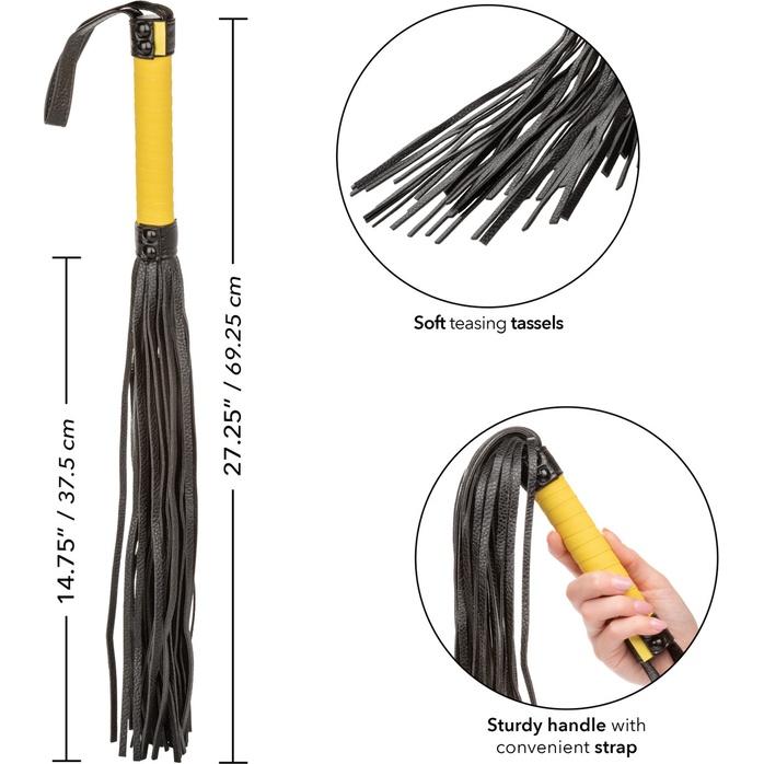 Черная плеть с желтой рукоятью Boundless Flogger - 69,25 см - Boundless. Фотография 4.