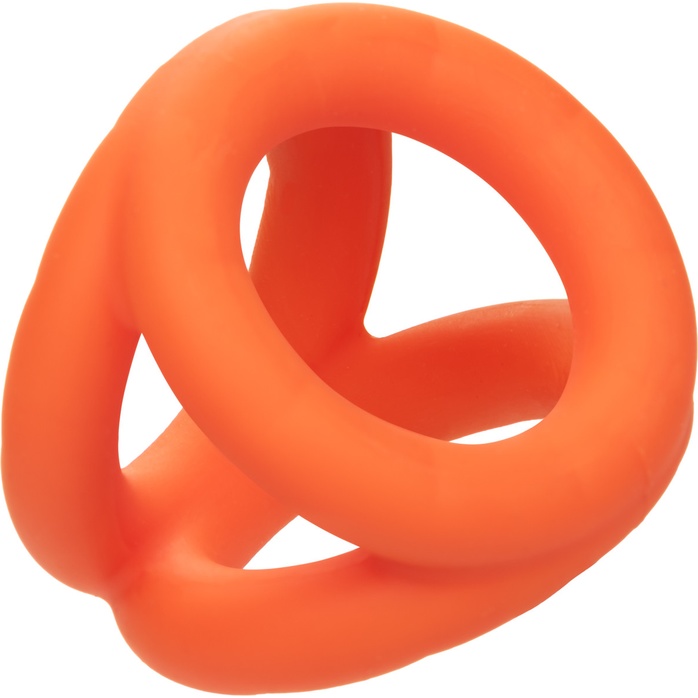 Оранжевое тройное эрекционное кольцо Liquid Silicone Tri-Ring - Alpha. Фотография 5.