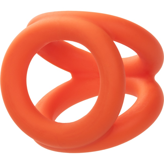 Оранжевое тройное эрекционное кольцо Liquid Silicone Tri-Ring - Alpha. Фотография 6.