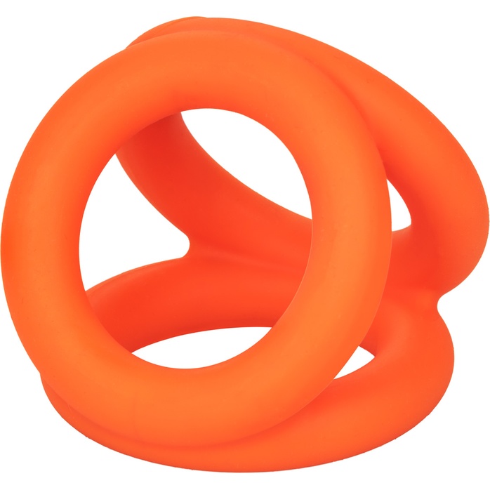 Оранжевое тройное эрекционное кольцо Liquid Silicone Tri-Ring - Alpha
