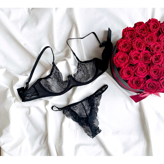 Кружевной комплект 2 Piece Floral Lace Underwire Sexy Set. Фотография 9.