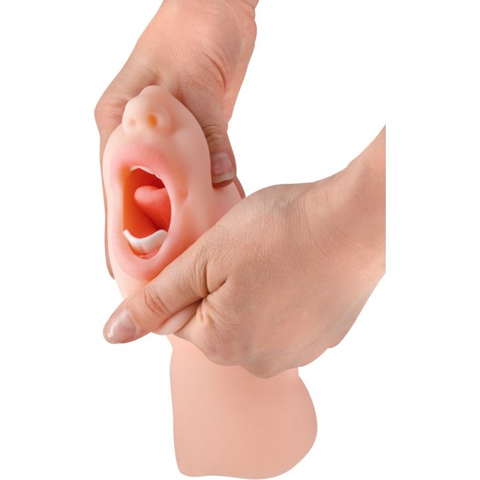 Нежный двусторонний реалистичный мастурбатор - ротик с зубками и вагина. Фотография 7.