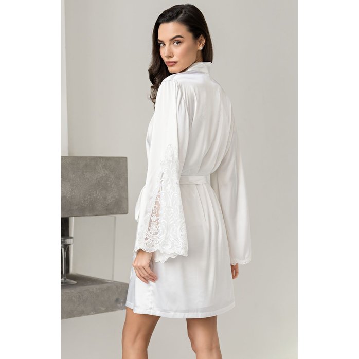 Роскошный шелковый халат Marjory с кружевом на рукавах. Фотография 3.