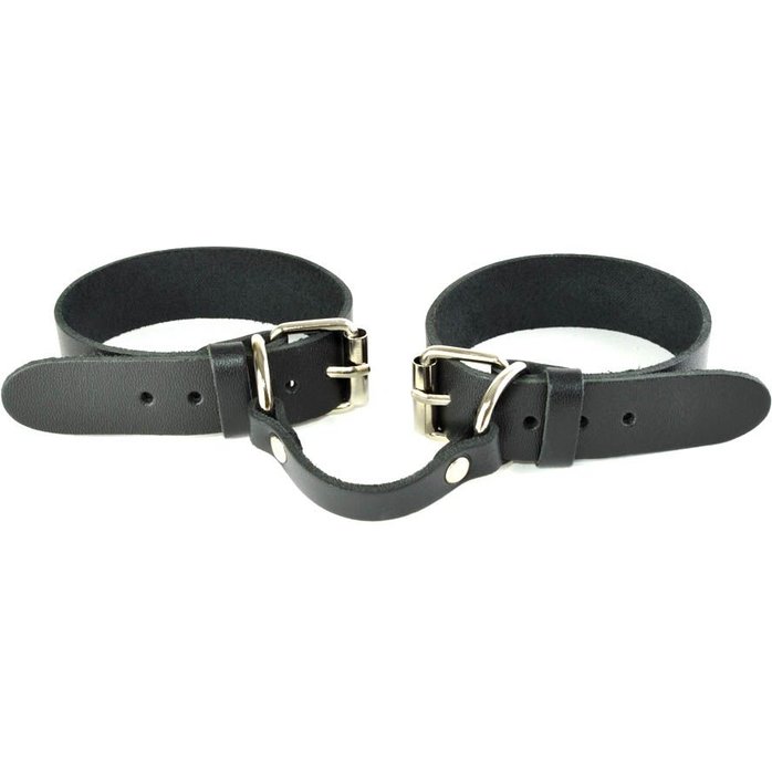 Черные кожаные наручники со съемной леопардовой опушкой - BDSM accessories. Фотография 3.