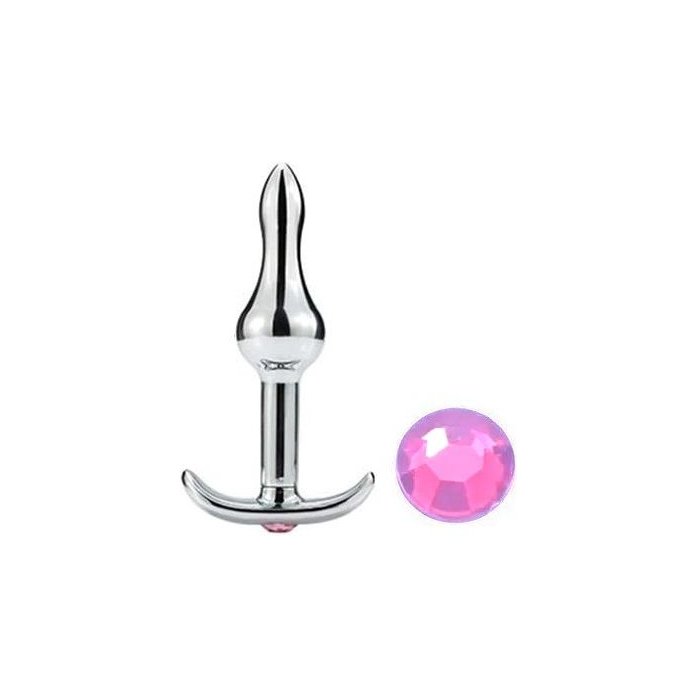 Металлическая анальная пробка-капля с розовым кристаллом - 8,8 см. FFF