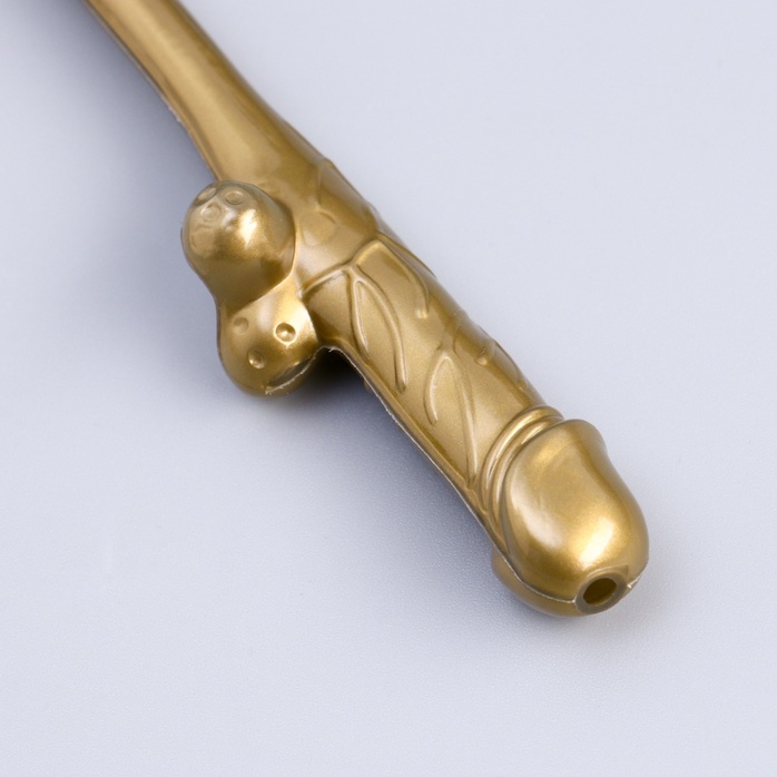 Золотистые коктейльные трубочки в виде пениса - 5 шт - Оки-Чпоки. Фотография 3.