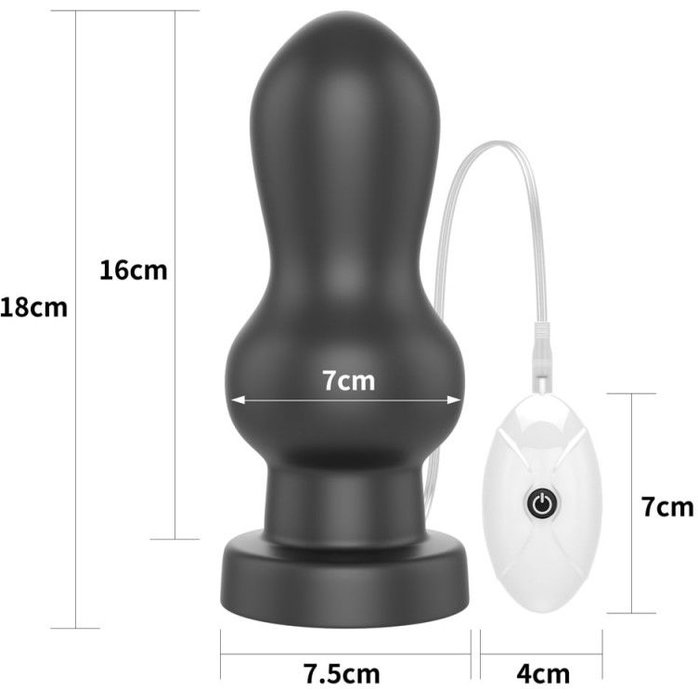 Черная анальная вибровтулка 7 King Sized Vibrating Anal Rammer - 18 см. Фотография 2.