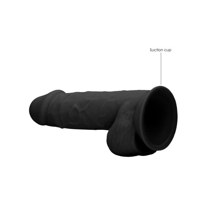 Черный фаллоимитатор Realistic Cock With Scrotum - 21,5 см - RealRock. Фотография 9.