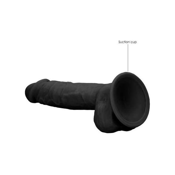 Черный фаллоимитатор Realistic Cock With Scrotum - 22,8 см - RealRock. Фотография 13.