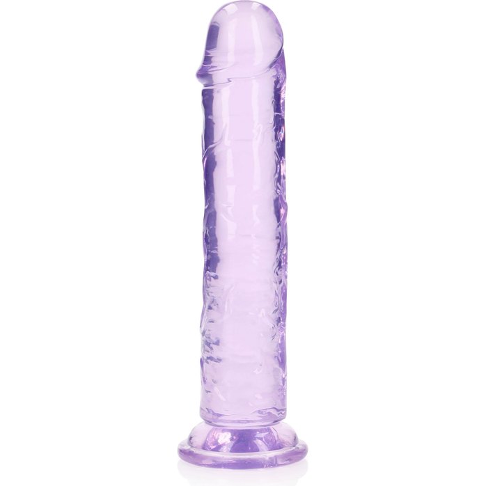 Фиолетовый фаллоимитатор Crystal Clear на присоске - 22 см - RealRock