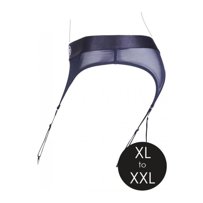 Черные трусики-пояс для страпона с вибропулей - размер XL-XXL - Ouch!. Фотография 11.