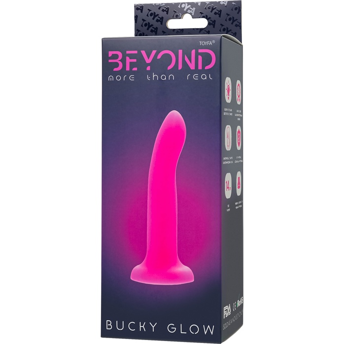 Ярко-розовый, светящийся в темноте фаллоимитатор Bucky Glow - 14 см - Beyond. Фотография 5.
