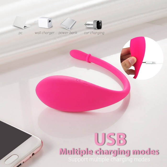 Ярко-розовый гладкий вагинальный виброшарик Ruby. Фотография 4.