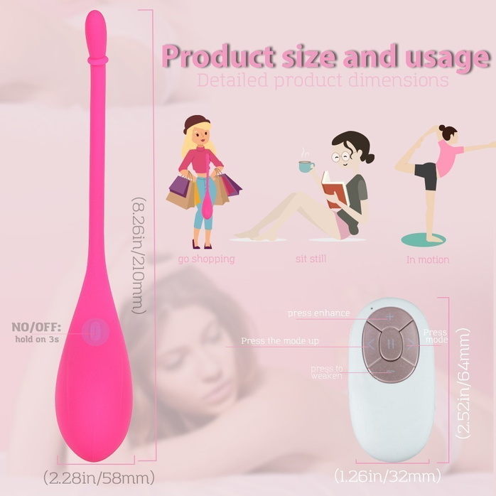 Ярко-розовый гладкий вагинальный виброшарик Ruby. Фотография 5.