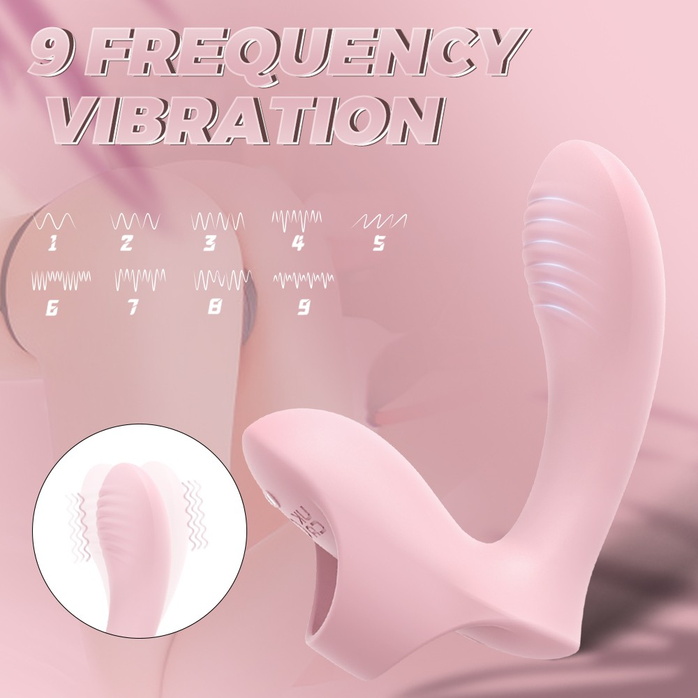 Нежно-розовый вибромассажер с петелькой на палец. Фотография 8.