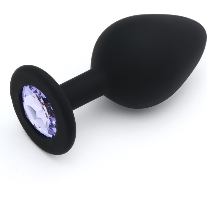 Черная анальная пробка Оки-Чпоки с кристаллом - 8,5 см - Оки-Чпоки. Фотография 2.