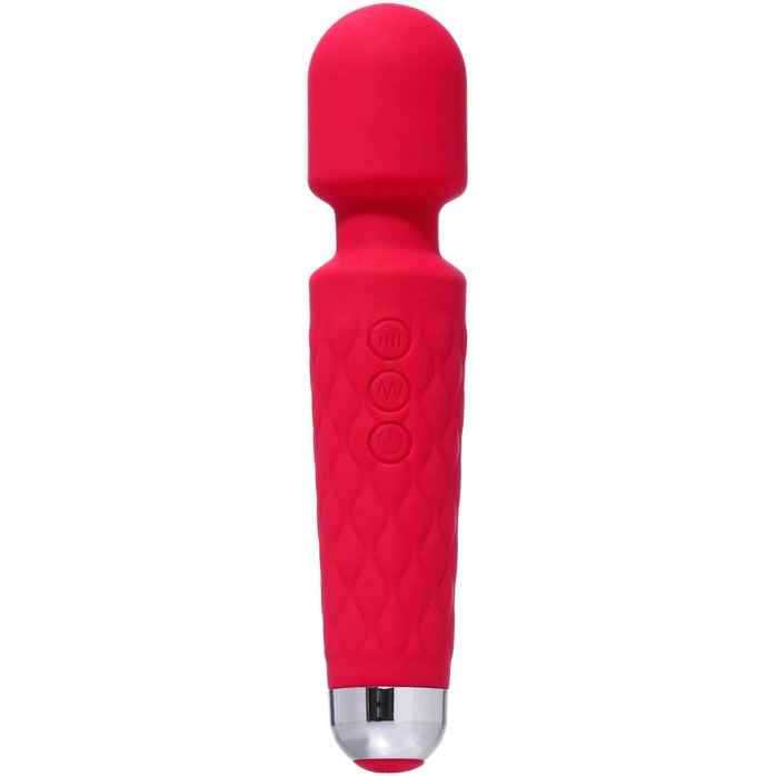 Красный жезловый вибромассажер с рифленой ручкой - 20,4 см - Оки-Чпоки