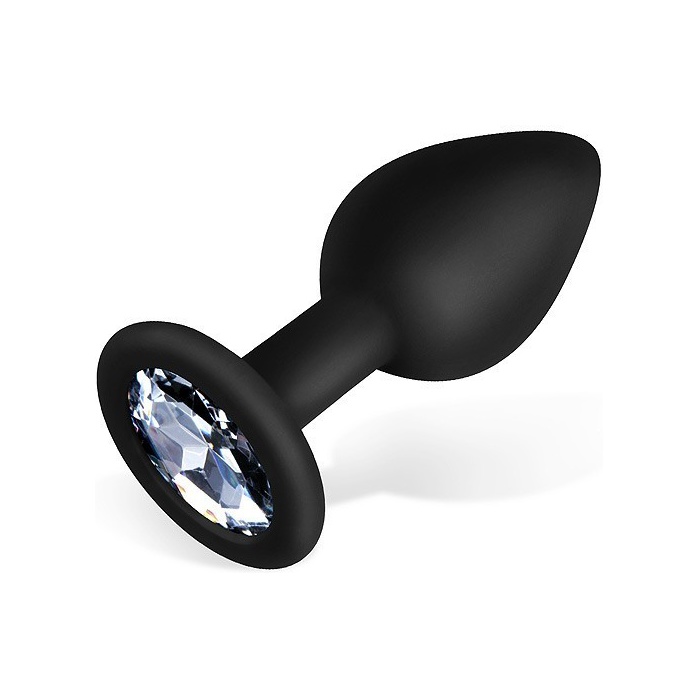 Черная силиконовая анальная втулка с прозрачным кристаллом - 7,3 см - SEXY FRIEND СЕКСУАЛЬНАЯ ИГРА