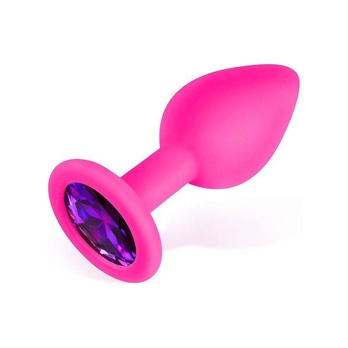 Розовая силиконовая анальная втулка с фиолетовым кристаллом - 7,3 см - SEXY FRIEND СЕКСУАЛЬНАЯ ИГРА