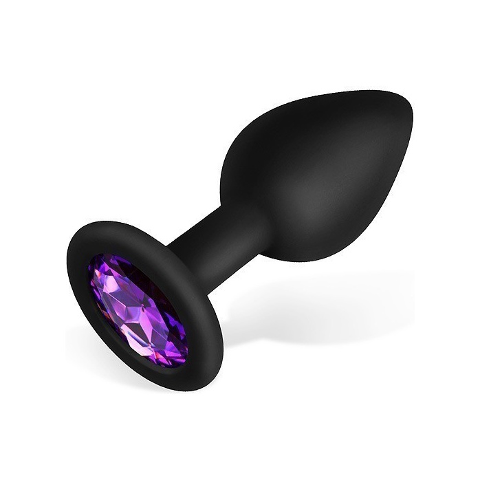 Черная силиконовая анальная втулка с фиолетовым кристаллом - 7,3 см - SEXY FRIEND СЕКСУАЛЬНАЯ ИГРА