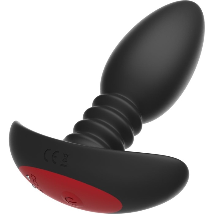 Черная анальная вибропробка Anal Vibrator с пультом ДУ - 13,5 см. Фотография 7.