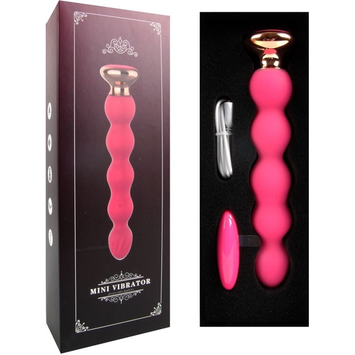 Розовый вибратор-ёлочка Mini Vibrator с пультом ДУ - 19 см. Фотография 2.