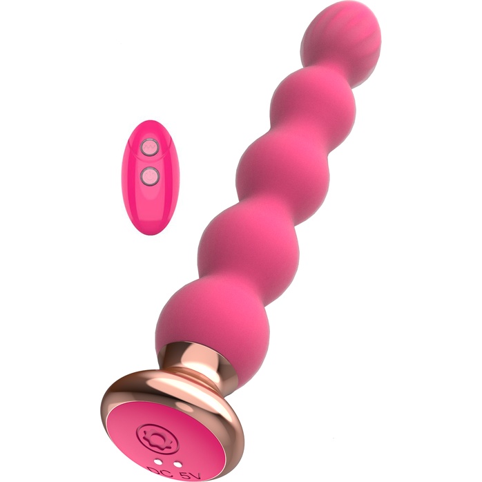 Розовый вибратор-ёлочка Mini Vibrator с пультом ДУ - 19 см